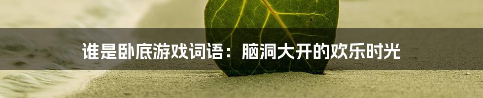谁是卧底游戏词语:脑洞大开的欢乐时光