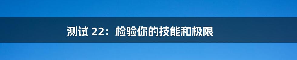 测试 22:检验你的技能和极限