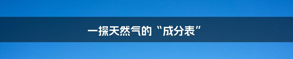 一探天然气的“成分表”