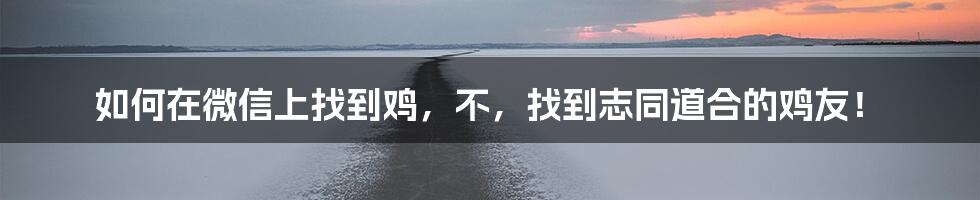 如何在微信上找到鸡,不,找到志同道合的鸡友!