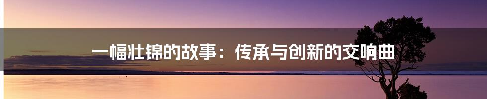 一幅壮锦的故事:传承与创新的交响曲