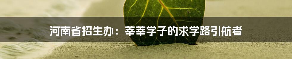 河南省招生办:莘莘学子的求学路引航者