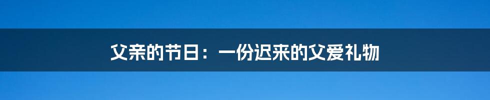 父亲的节日:一份迟来的父爱礼物