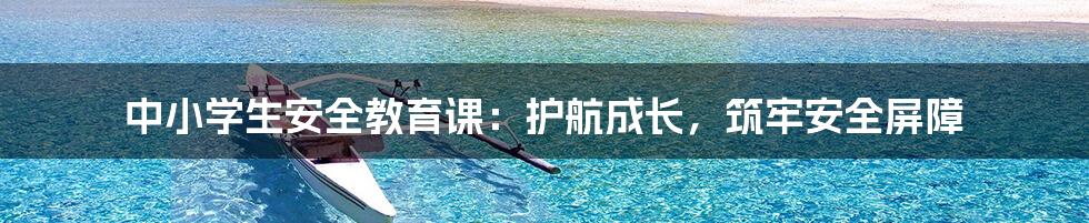 中小学生安全教育课：护航成长，筑牢安全屏障