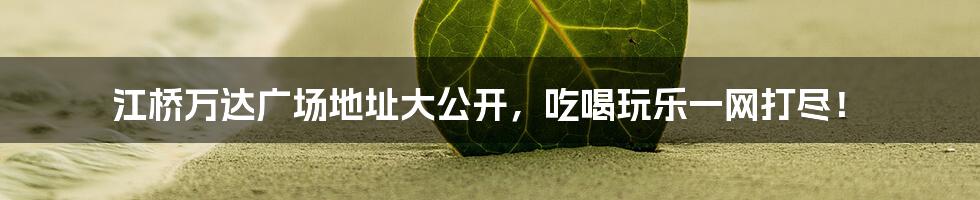 江桥万达广场地址大公开，吃喝玩乐一网打尽！