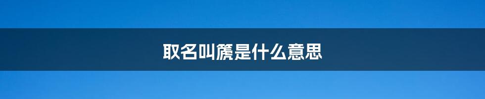 取名叫篪是什么意思