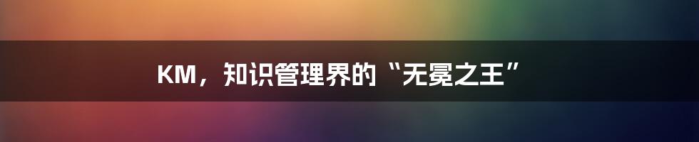 KM,知识管理界的“无冕之王”