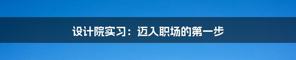 设计院实习：迈入职场的第一步