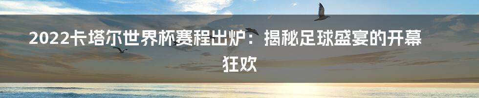 2022卡塔尔世界杯赛程出炉:揭秘足球盛宴的开幕狂欢