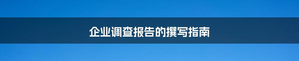 企业调查报告的撰写指南
