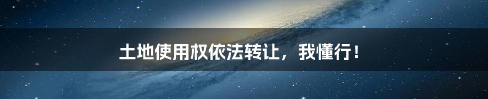 土地使用权依法转让,我懂行!