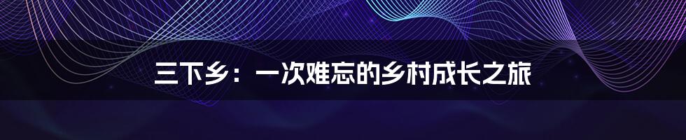 三下乡:一次难忘的乡村成长之旅