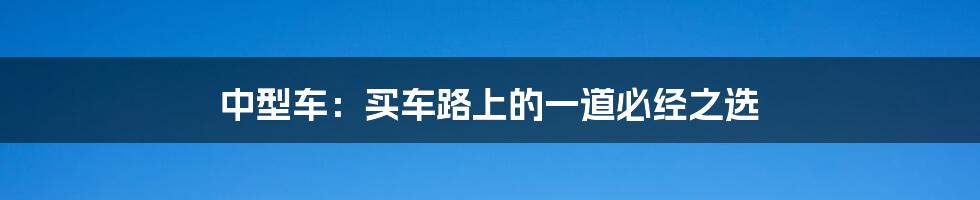 中型车:买车路上的一道必经之选