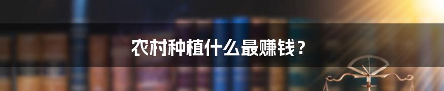 农村种植什么最赚钱?
