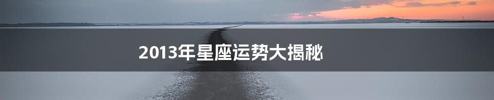 2013年星座运势大揭秘