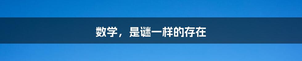 数学,是谜一样的存在