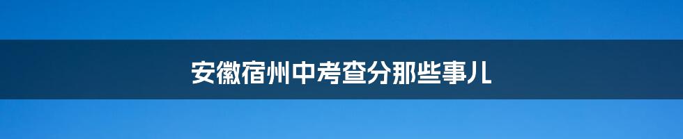 安徽宿州中考查分那些事儿
