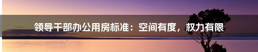 领导干部办公用房标准：空间有度，权力有限