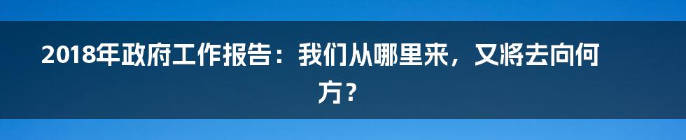 2018年政府工作报告:我们从哪里来,又将去向何方?