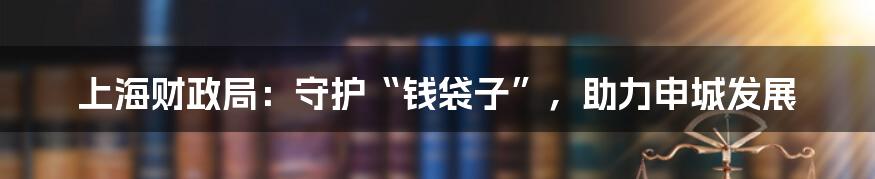 上海财政局:守护“钱袋子”,助力申城发展