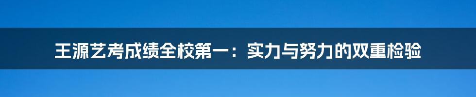 王源艺考成绩全校第一:实力与努力的双重检验