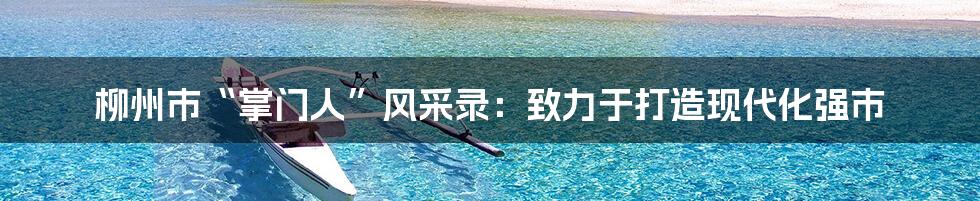 柳州市“掌门人”风采录：致力于打造现代化强市
