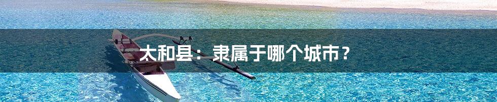 太和县:隶属于哪个城市?