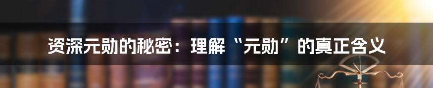 资深元勋的秘密：理解“元勋”的真正含义