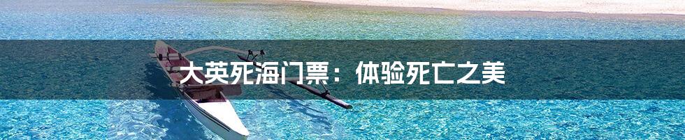 大英死海门票:体验死亡之美