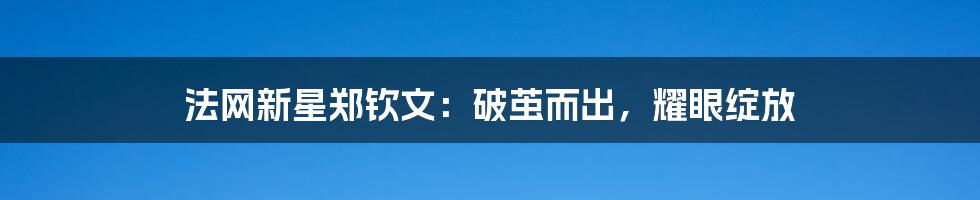 法网新星郑钦文:破茧而出,耀眼绽放