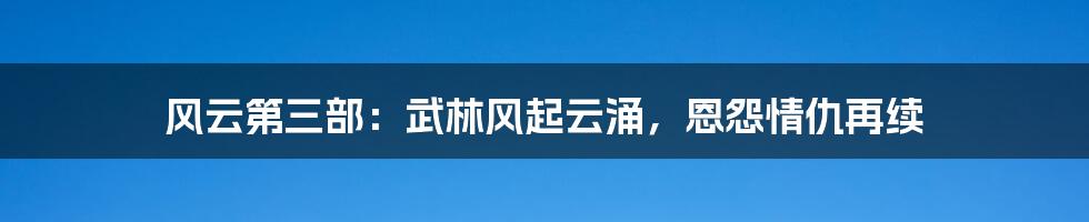 风云第三部：武林风起云涌，恩怨情仇再续