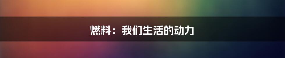 燃料:我们生活的动力