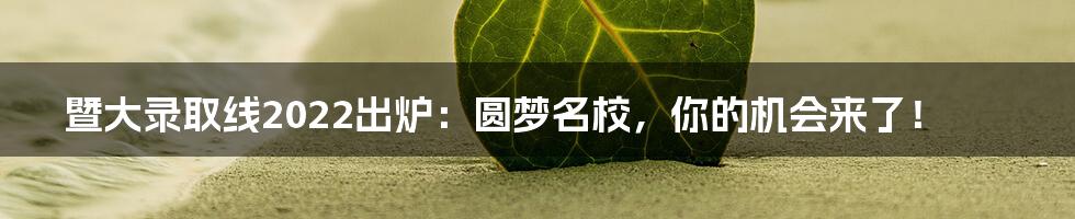 暨大录取线2022出炉:圆梦名校,你的机会来了!