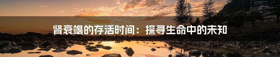 肾衰竭的存活时间:探寻生命中的未知