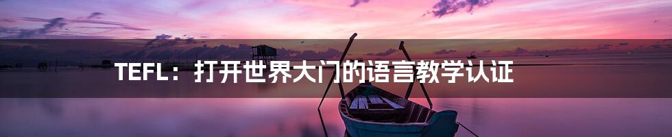 TEFL:打开世界大门的语言教学认证