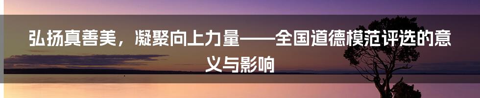 弘扬真善美,凝聚向上力量——全国道德模范评选的意义与影响