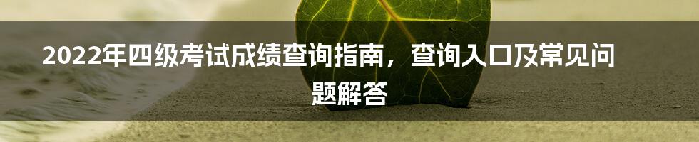2022年四级考试成绩查询指南,查询入口及常见问题解答