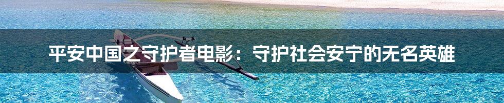 平安中国之守护者电影:守护社会安宁的无名英雄