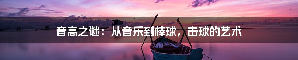 音高之谜:从音乐到棒球,击球的艺术