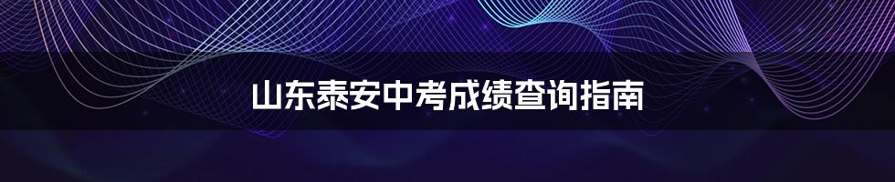 山东泰安中考成绩查询指南