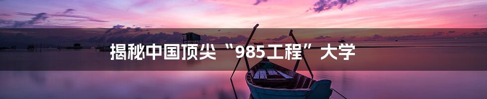揭秘中国顶尖“985工程”大学
