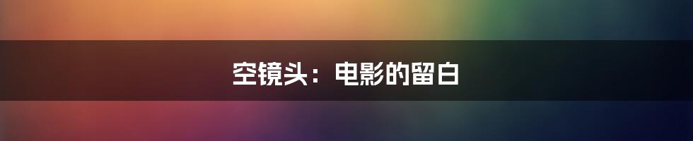 空镜头:电影的留白
