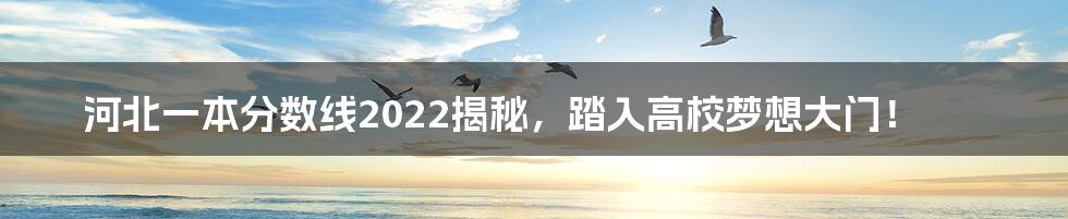 河北一本分数线2022揭秘,踏入高校梦想大门!