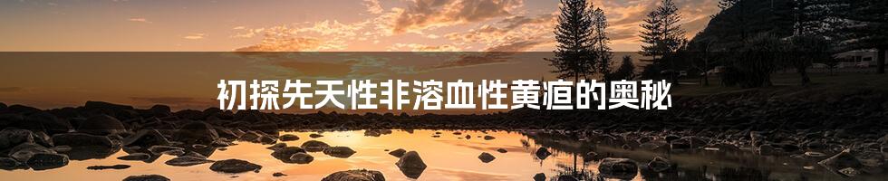 初探先天性非溶血性黄疸的奥秘
