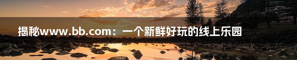 揭秘www.bb.com:一个新鲜好玩的线上乐园