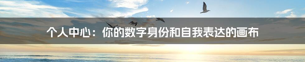 个人中心:你的数字身份和自我表达的画布