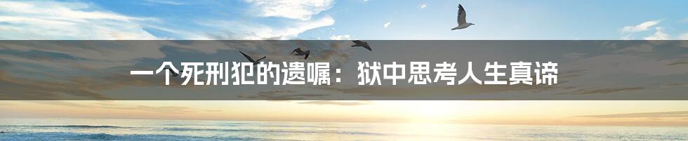 一个死刑犯的遗嘱:狱中思考人生真谛