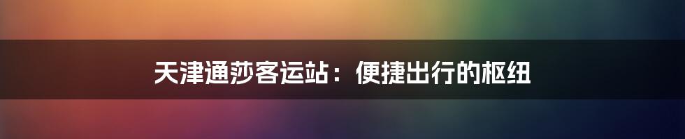 天津通莎客运站:便捷出行的枢纽