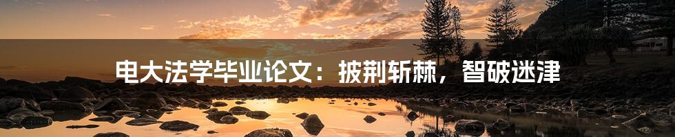 电大法学毕业论文:披荆斩棘,智破迷津