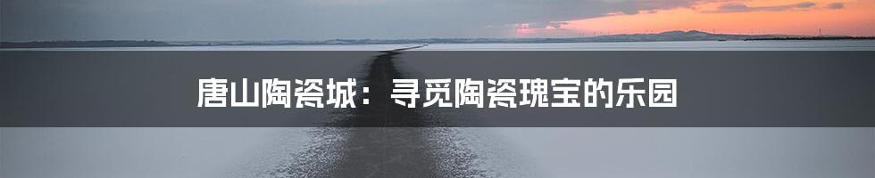 唐山陶瓷城:寻觅陶瓷瑰宝的乐园